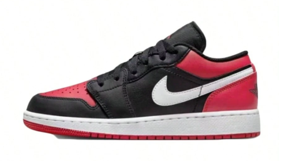 Nike Air Jordan 1 AJ1 Low GS Black Gym Red White Shoes 553560-066
