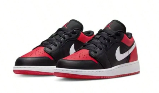 Nike Air Jordan 1 AJ1 Low GS Black Gym Red White Shoes 553560-066