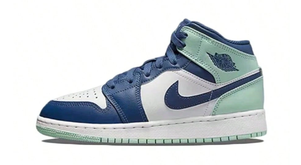 Nike Air Jordan 1 AJ1 Mid GS Mystic Navy Mint Foam Shoes 554725-413