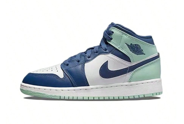 Nike Air Jordan 1 AJ1 Mid GS Mystic Navy Mint Foam Shoes 554725-413