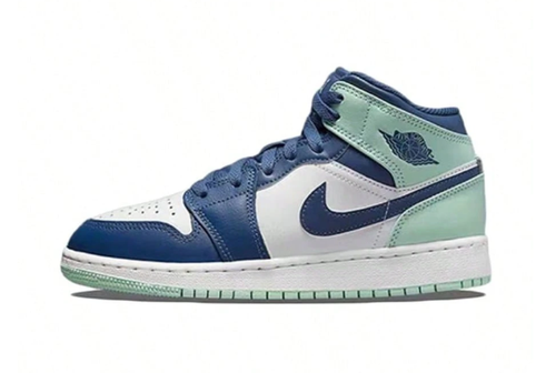 Nike Air Jordan 1 AJ1 Mid GS Mystic Navy Mint Foam Shoes 554725-413